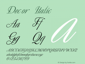 Decor Italic Converted from H:\FONTS\DECOR.TF1 by ALLTYPE图片样张