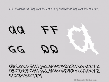 FZ HAND 11 SPIKED LEFTY HAND11SPIKEDLEFTY Version 1.000 Font Sample