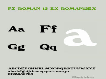 FZ ROMAN 12 EX ROMAN12EX Version 1.000 Font Sample