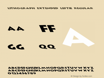 Lithograph Extended Leftie Regular Unknown Font Sample