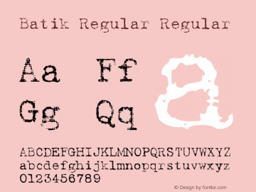 Batik Regular Regular Batik Regular Font Sample