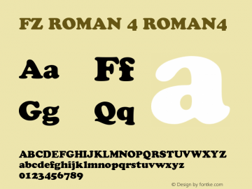 FZ ROMAN 4 ROMAN4 Version 1.000 Font Sample