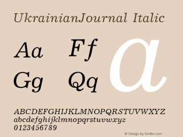 UkrainianJournal Italic 001.000 Font Sample