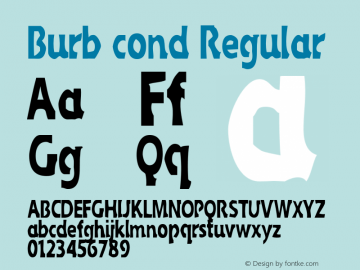 Burb cond Regular Version 1.000 Font Sample
