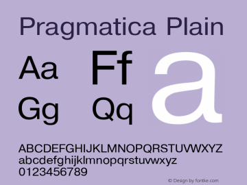 Pragmatica Plain 001.001 Font Sample