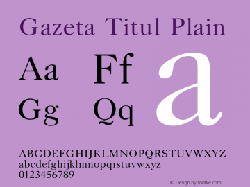 Gazeta Titul Plain 001.001 Font Sample