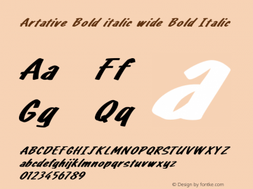 Artative Bold italic wide Bold Italic Version 1.000图片样张