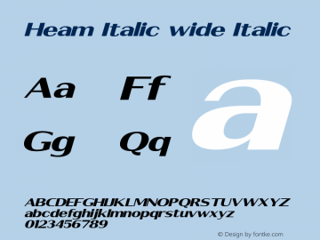 Heam Italic wide Italic Version 1.000 Font Sample