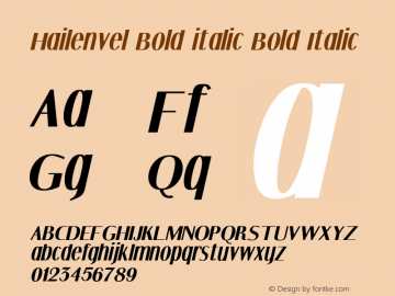 Hailenvel Bold italic Bold Italic Version 1.000 Font Sample