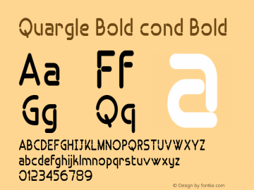 Quargle Bold cond Bold Version 1.000 Font Sample