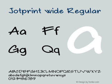 Jotprint wide Regular Version 1.000 Font Sample