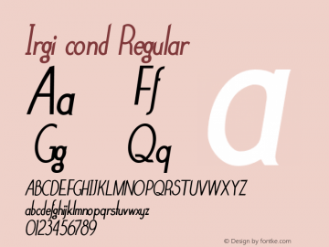 Irgi cond Regular Version 1.000 Font Sample