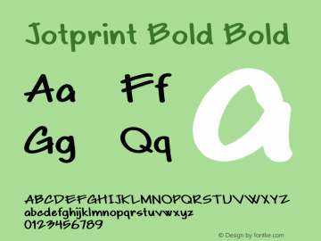 Jotprint Bold Bold Version 1.000 Font Sample