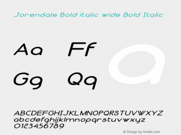 Jorendale Bold italic wide Bold Italic Version 1.000图片样张