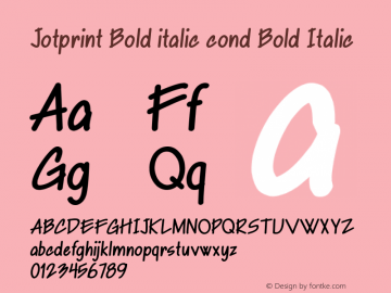 Jotprint Bold italic cond Bold Italic Version 1.000图片样张