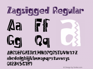 Zagzigged Regular Version 1.000 Font Sample