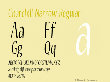 Churchill Narrow Regular Version 1.500 Font Sample