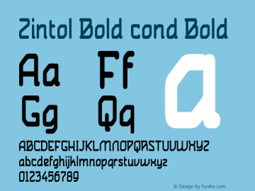 Zintol Bold cond Bold Version 1.000 Font Sample