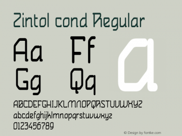 Zintol cond Regular Version 1.000 Font Sample