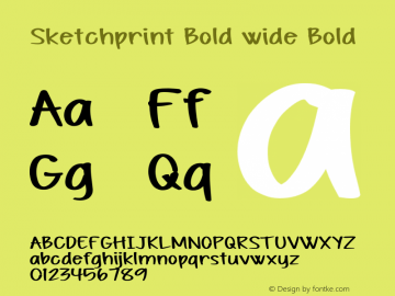 Sketchprint Bold wide Bold Version 1.000图片样张