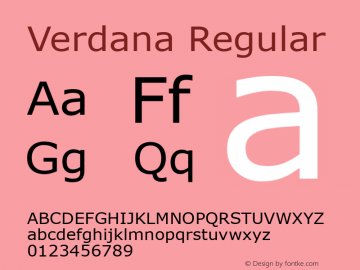 Verdana Regular Version 5.03 Font Sample