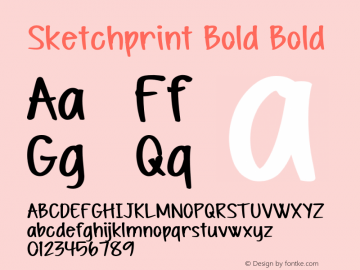 Sketchprint Bold Bold Version 1.000 Font Sample