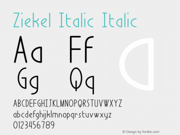 Ziekel Italic Italic Version 1.000 Font Sample