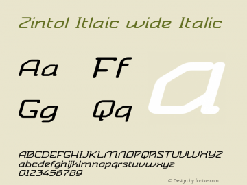 Zintol Itlaic wide Italic Version 1.000 Font Sample