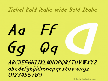 Ziekel Bold italic wide Bold Italic Version 1.000 Font Sample