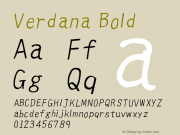 Verdana Bold Version 5.01x Font Sample