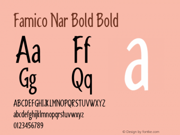 Famico Nar Bold Bold Version 1.000 Font Sample