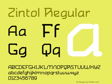 Zintol Regular Version 1.000 Font Sample
