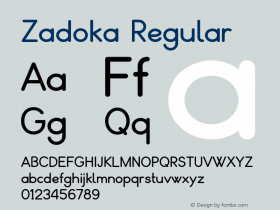 Zadoka Regular Version 1.500 Font Sample