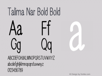 Talima Nar Bold Bold Version 1.000 Font Sample