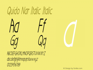 Quido Nar Italic Italic Version 1.000 Font Sample