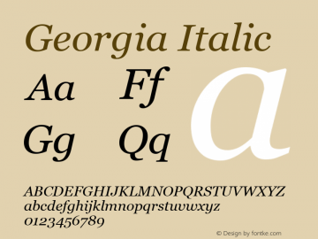 Georgia Italic Version 5.00 Font Sample