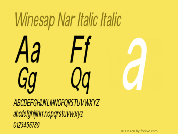 Winesap Nar Italic Italic Version 1.000 Font Sample