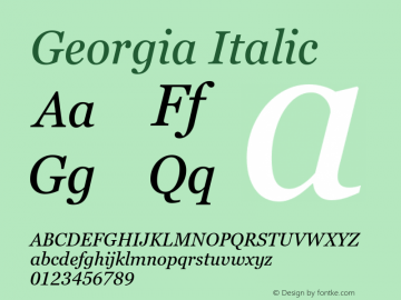 Georgia Italic Version 6.01 Font Sample