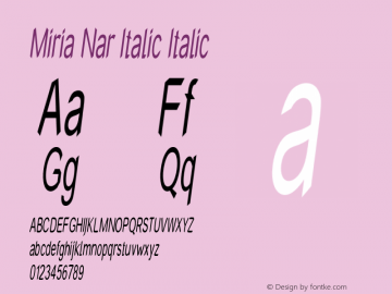 Miria Nar Italic Italic Version 1.000图片样张