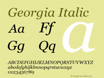 Georgia Italic Version 5.00x-4 Font Sample