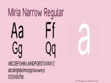 Miria Narrow Regular Version 1.000 Font Sample