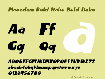 Macadam Bold Italic Bold Italic Version 1.000图片样张