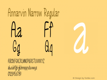 Annarvin Narrow Regular Version 1.000 Font Sample