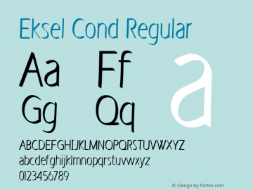 Eksel Cond Regular Version 1.000 Font Sample