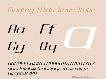 Findley Wide Italic Italic Version 1.000 Font Sample