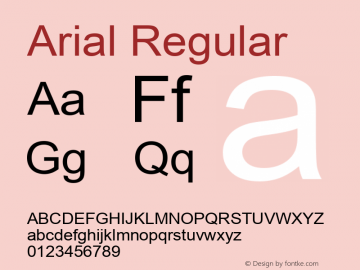 Arial Regular Version 2.82 Font Sample