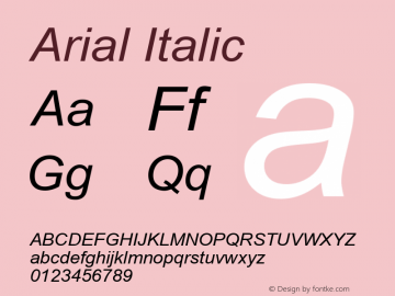 Arial Italic Version 2.50 Font Sample