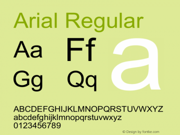 Arial Regular Converted from C:\TEMP2\ARIAL.TF1 by ALLTYPE图片样张