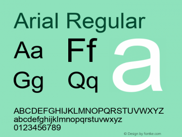 Arial Regular Version 5.06 Font Sample