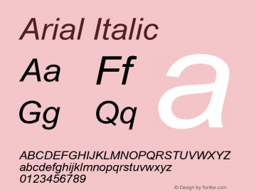 Arial Italic Version 5.06 Font Sample